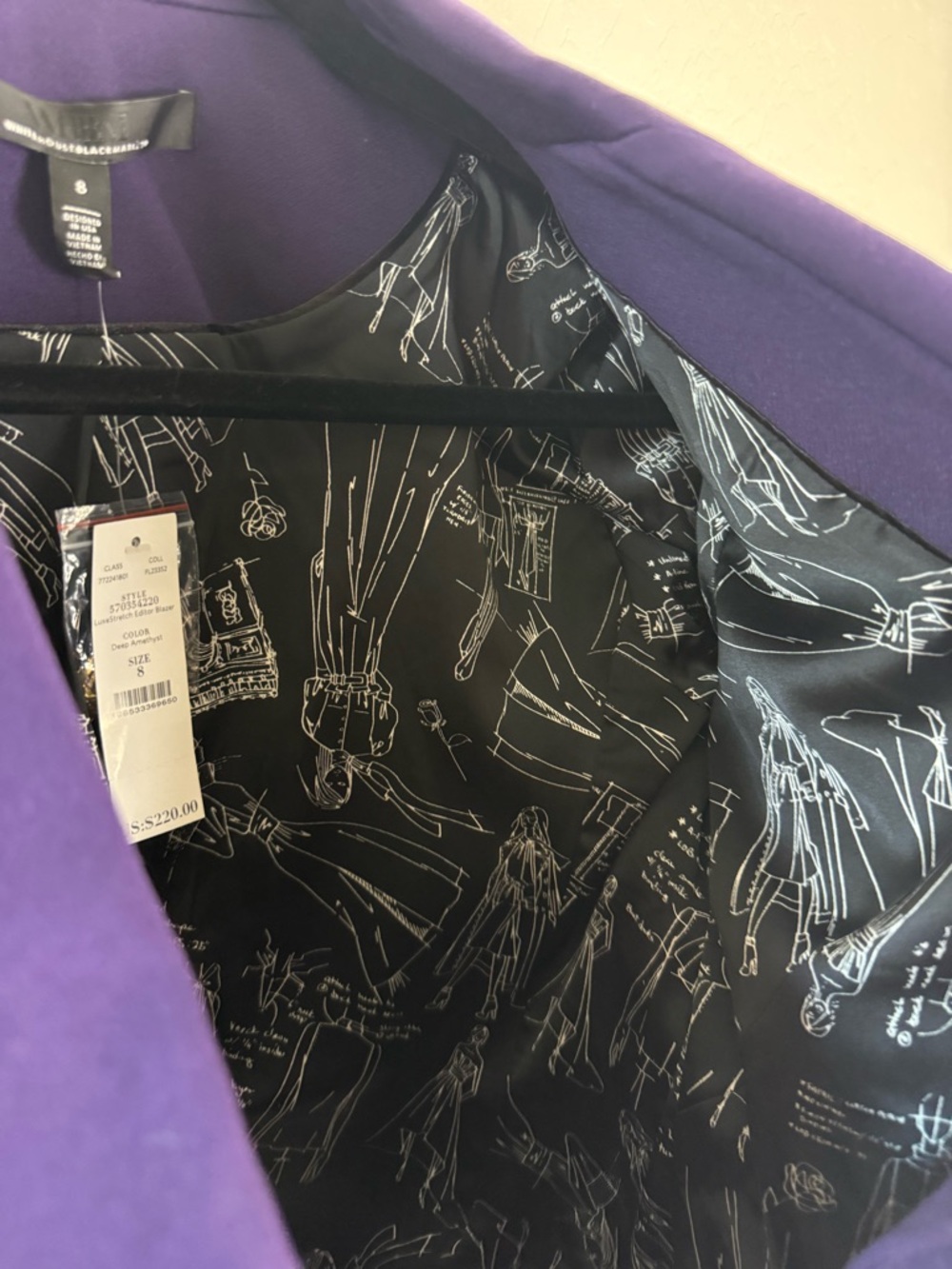 WHBM White House Black Market Luxe Stretch Editor Blazer Jacket Deep Amethyst - Picture 6 of 13